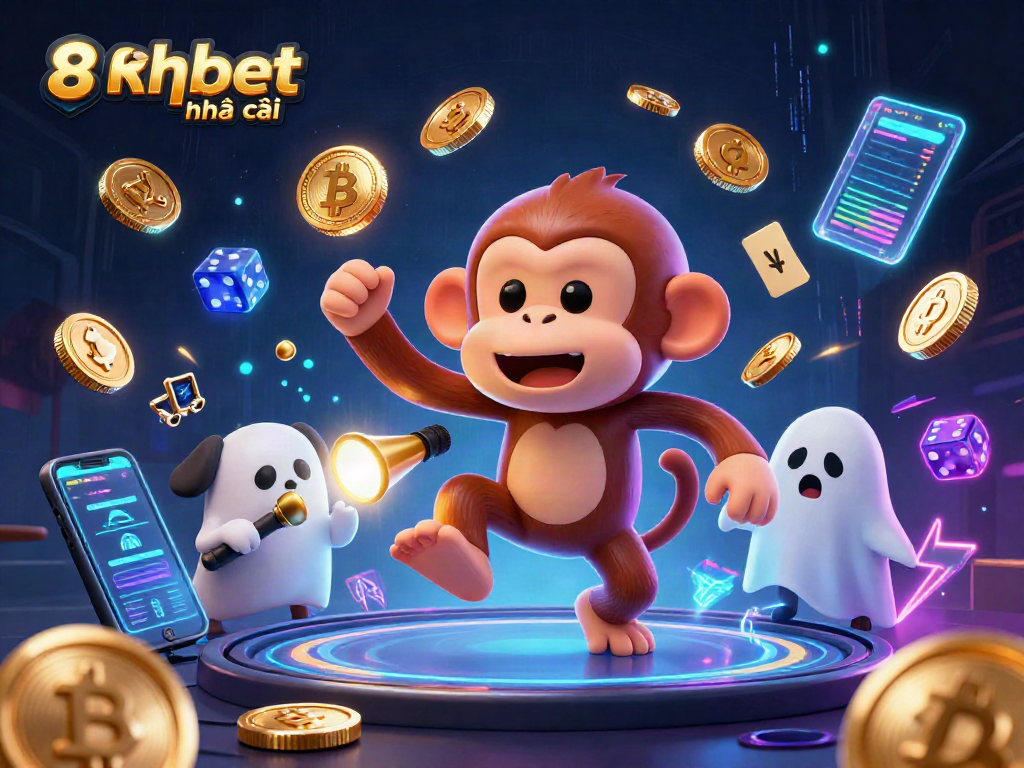 Experience thrilling gameplay at 8xbet nhà cái with a playful poltergeist monkey in an electrifying casino.