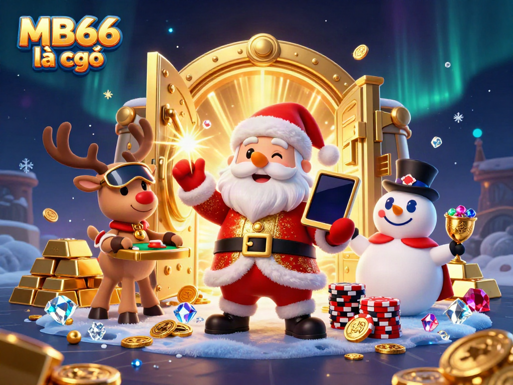 Engage with exciting slots at MB66 là gì in this festive casino scene showcasing treasures and characters.