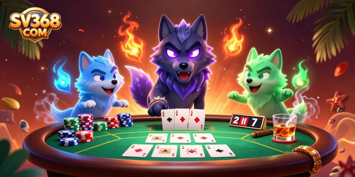 Experience thrilling actions with SV368 COM as ghostly wolves lead a high-stakes poker game.