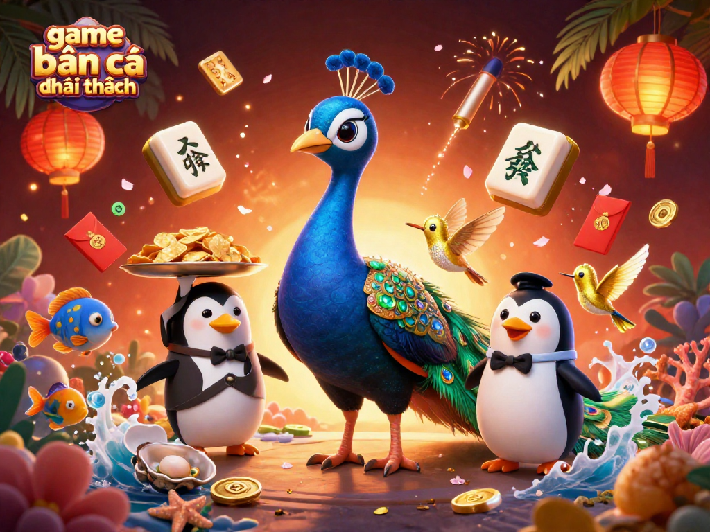 Experience game bắn cá đổi thưởng adventure with colorful sea creatures and dynamic elements in vibrant 3D illustration.