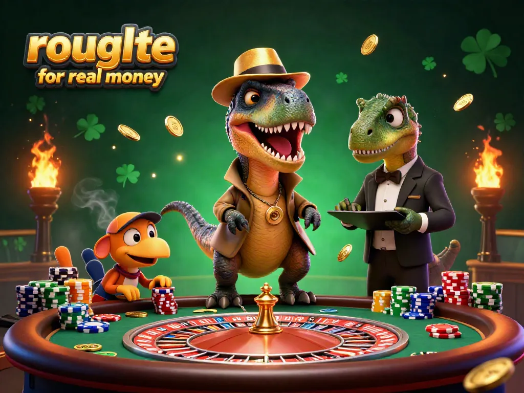 Spin the roulette for real money with cartoon characters engaging in a lively casino scene.