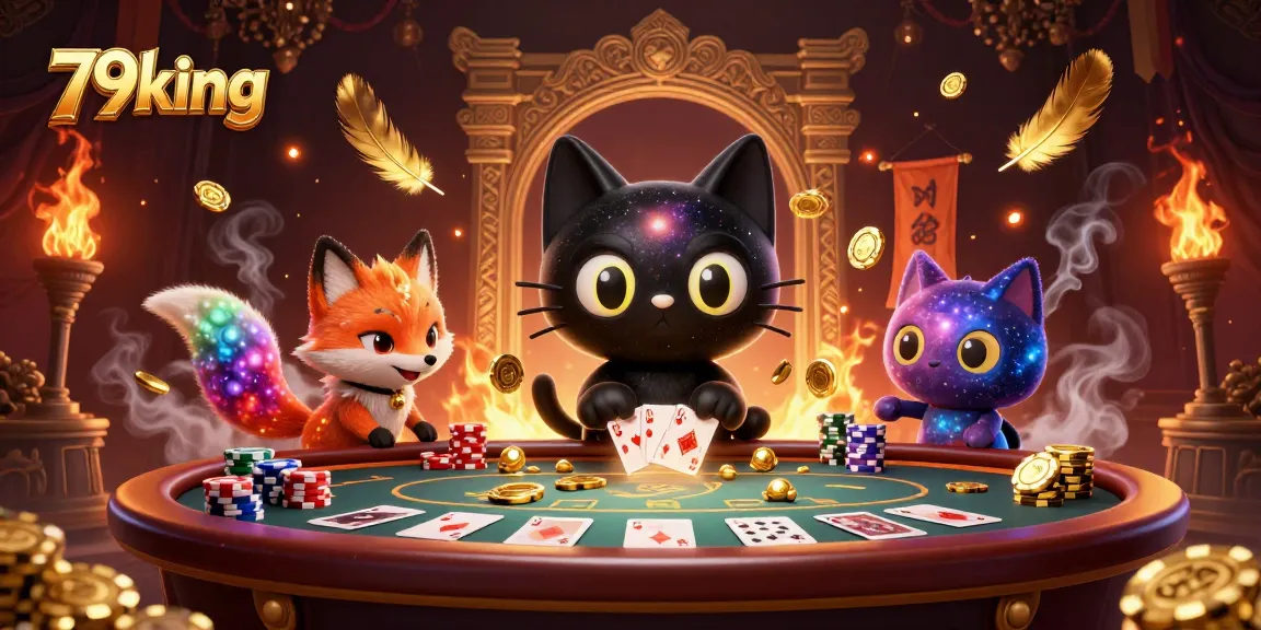 Experience the thrill of winning with 79king as animated characters play poker at an exciting cosmic casino table.